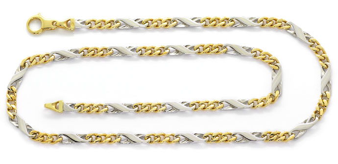 Foto 1 - Dollar Figaro Halskette, 51cm in 14K Gelbgold-Weißgold, K2667