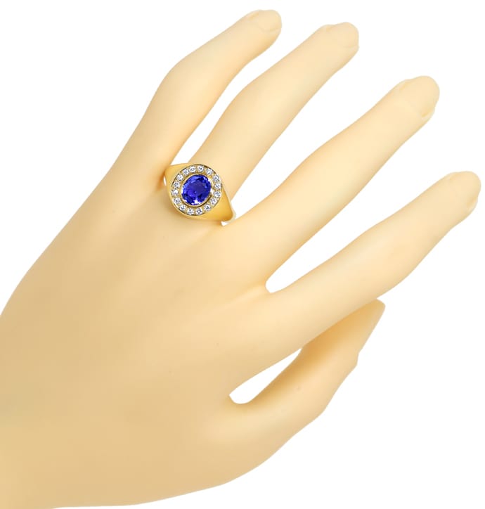 Foto 4 - Goldring 2ct blauer Spitzen Saphir lupenreine Diamanten, S1506