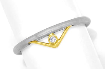 Foto 1 - Feiner Design-Platin und Gold-Ring lupenreiner Brillant, S2138