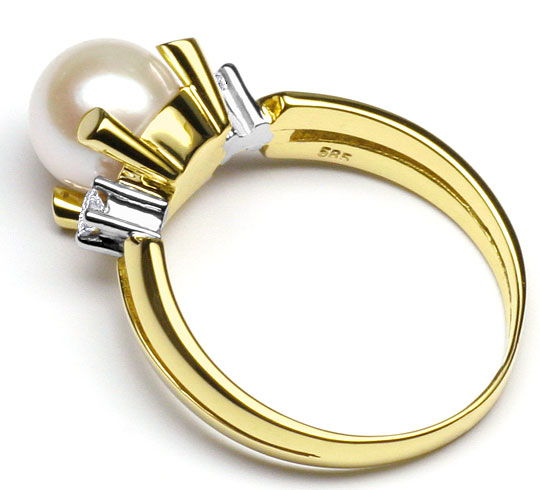 Foto 3 - Brillant-Diamant Zuchtperl Gold-Ring 7,9 mm Akoya Perle, S4263